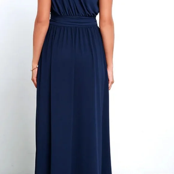 NWT Lulus Navy Blue One-Shoulder Maxi Dress XS *Prom* - Picture 2 of 11